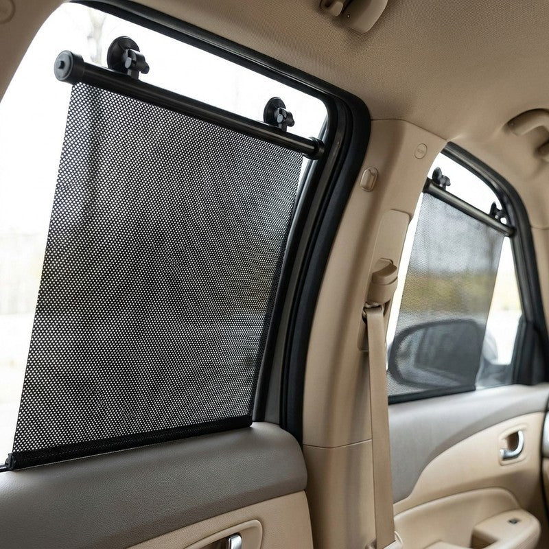 Set 2 parasolare auto retractabile NextWave®, pentru geamuri laterale, blocheaza razele solare, reduc cald — detaliu vizual 3