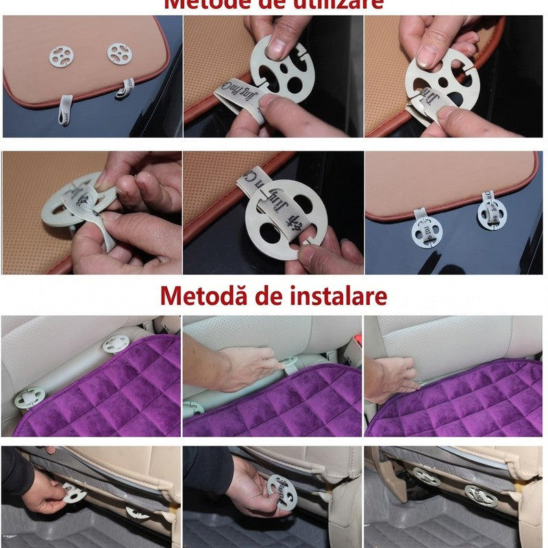 Set huse scaune auto NextWave®️, 3 piese pentru protectie si confort sporit, baza antialunecare si buzunar — detaliu vizual 4