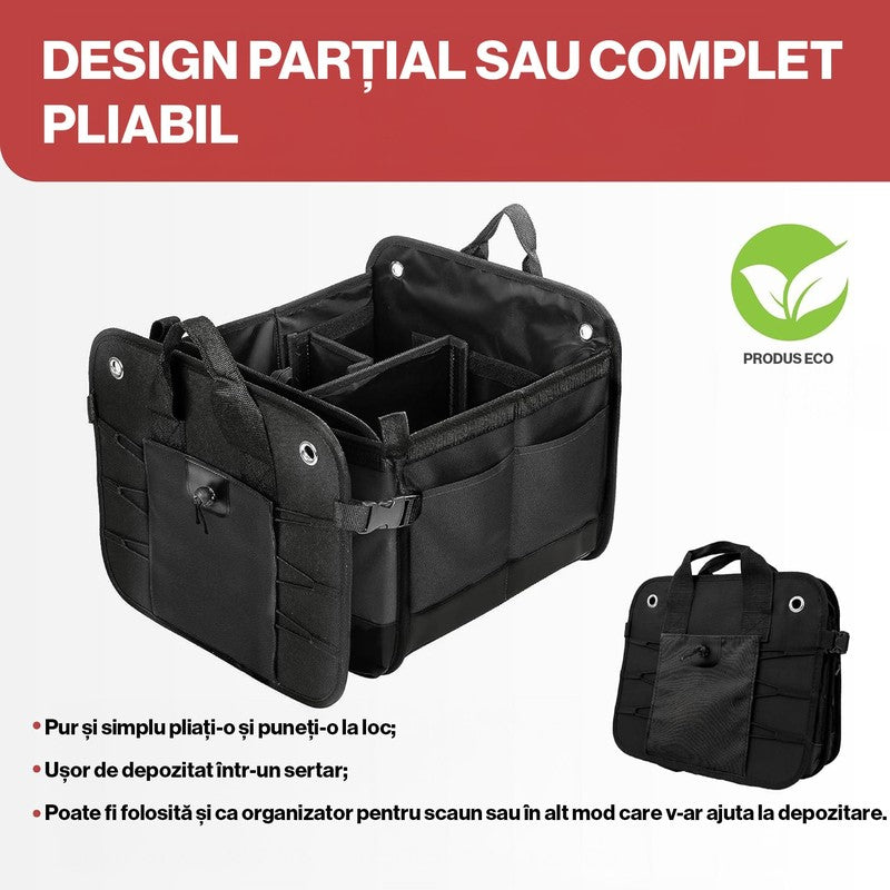 Organizator portbagaj auto pliabil NextWave®️ L, compartimentare personalizabila cu subdivizor detasabil, — detaliu vizual 4