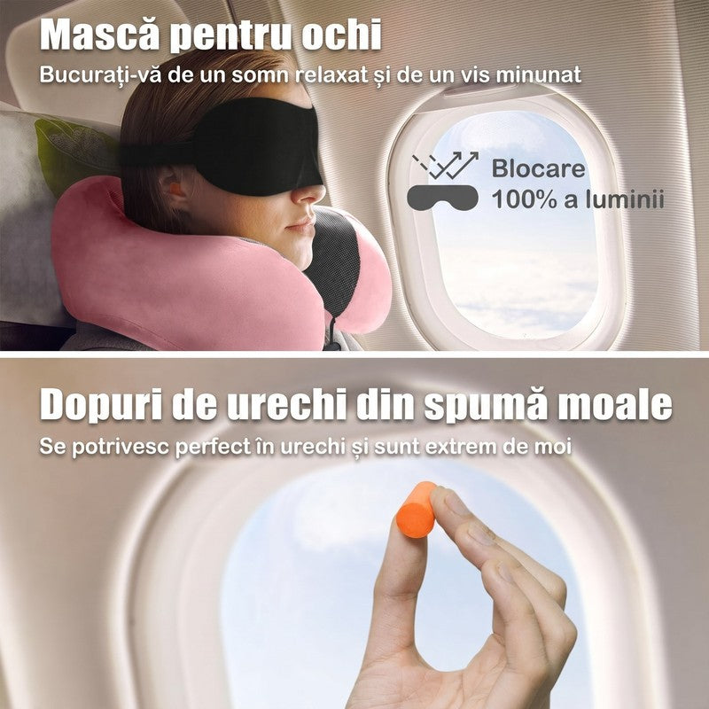 Pernă de călătorie pentru gât NextWave®️, suport cervical ergonomic în formă de U, șnur reglabil, husă lav — detaliu vizual 4