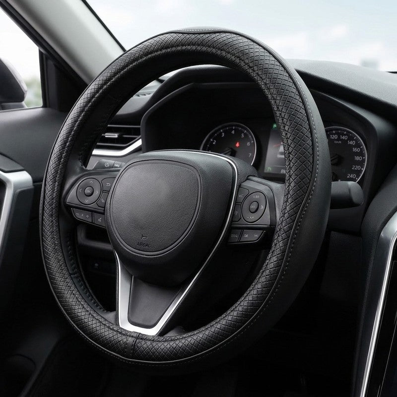 Husa volan auto NextWave®, din piele ecologica din microfibra, captuseala interioara antiderapanta, cusatu — detaliu vizual 4