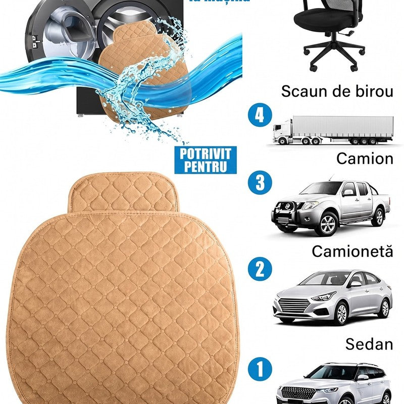 Husa scaun auto universala NextWave®️, ofera protectie pentru sezut scaun fata, design elegant cu buzunar — detaliu vizual 4