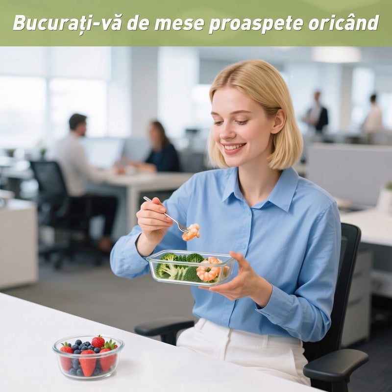 Set 15 Caserole Alimentare din sticla NextWave®️ Capace Etanse, Depozitare Frigider si Congelator, Potrivi — detaliu vizual 4