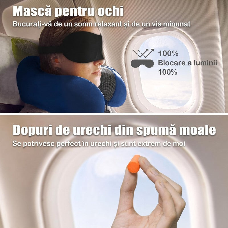 Pernă de călătorie pentru gât NextWave®️, suport ergonomic cervical, spumă cu memorie, husă din catifea de — detaliu vizual 4