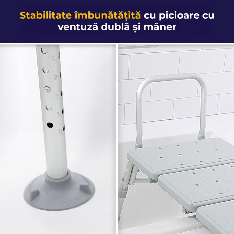Scaun de transfer pentru cada si dus NextWave® cu 3 piese, spatar si brate laterale, ajustabil pe inaltime — detaliu vizual 4