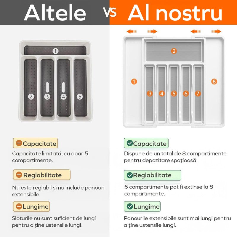 Organizator extensibil pentru tacamuri si ustensile de bucatarie NextWave® – suport sertar ajustabil 33–57 — detaliu vizual 4
