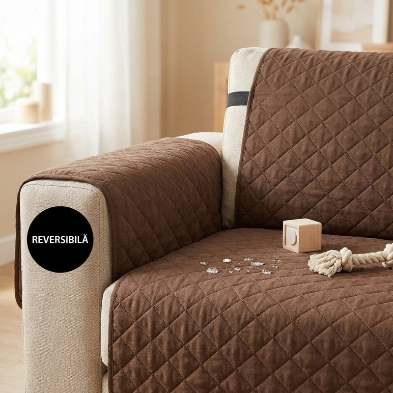 Husa canapea NextWave®, reversibila si matlasata, protectie rezistenta la apa pentru spatar, sezut si coti — detaliu vizual 4