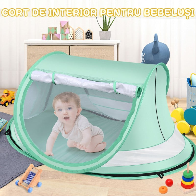 Cort de plaja pentru bebelusi NextWave®️, protectie solara UPF 50+, deschidere pop-up automata, plasa resp — detaliu vizual 4