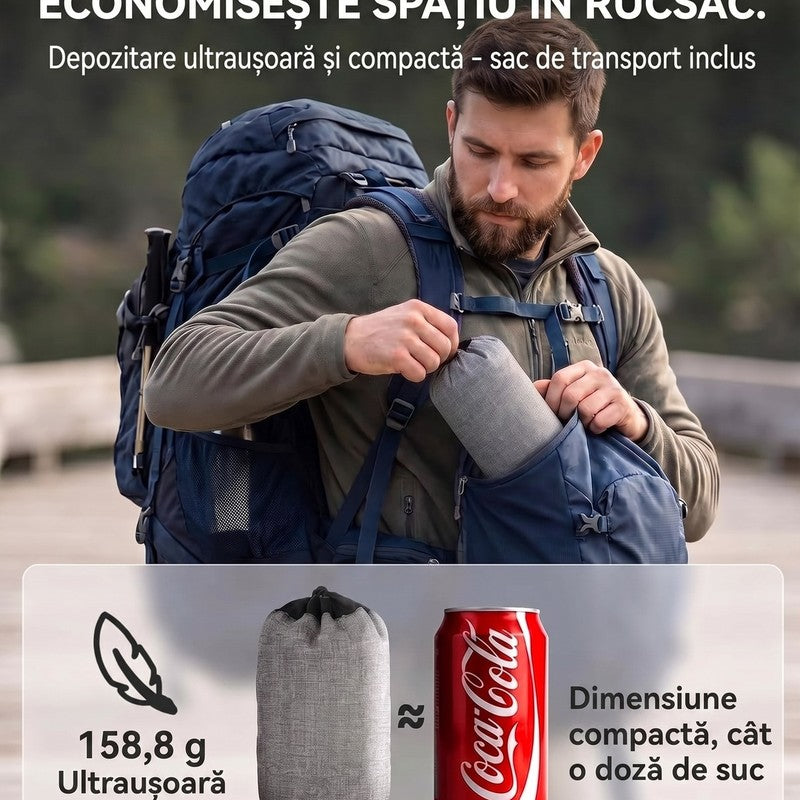 Pernă gonflabilă de camping NextWave®️, suport cervical ergonomic, supapă One-Click de umflare rapidă, ban — detaliu vizual 4