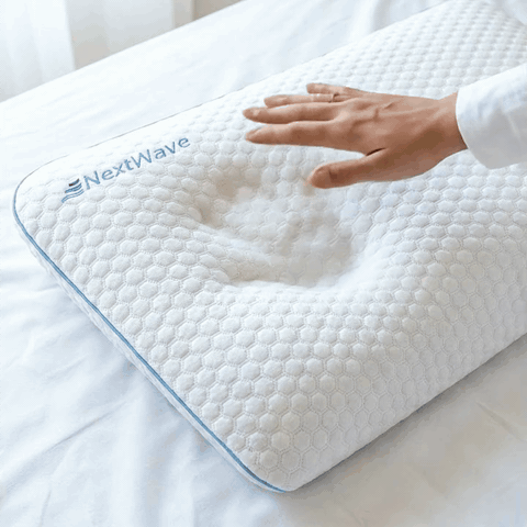Perna ortopedica pentru dormit NextWave, Spuma cu Memorie cu gel ventilata, Husa detasabila cu 2 zone term — detaliu vizual 4