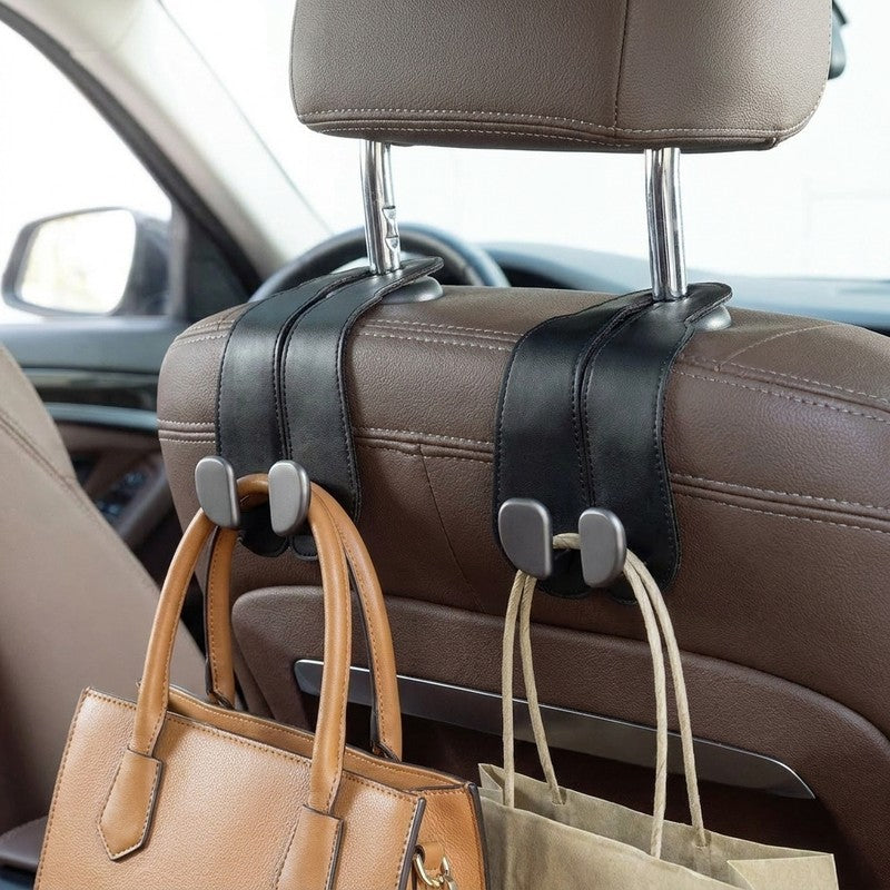 Set 2 carlige auto duble pentru tetiera NextWave®, pentru genti, sacose, haine si accesorii, aliaj de alumi — beneficii cheie