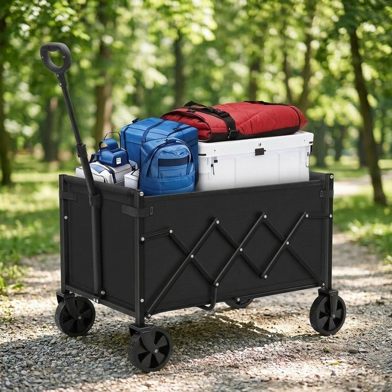 Cărucior turistic pliabil NextWave®️, pliere rapidă și compactă, capacitate 99,8 kg, mâner ergonomic reglab — beneficii cheie