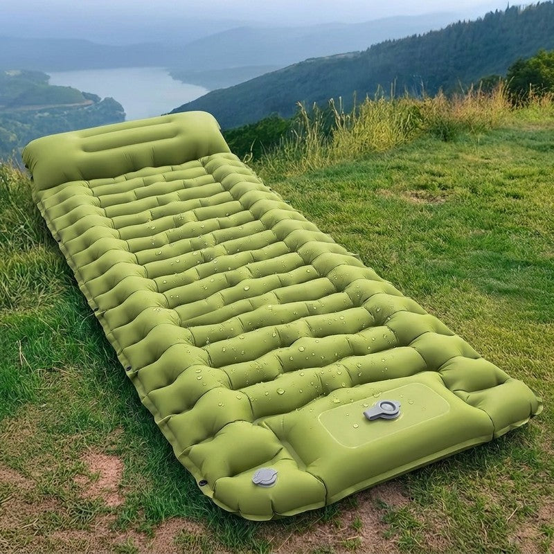 Saltea gonflabilă camping NextWave®️, suport confortabil cu pernă integrată, pompă de picior pentru umflare — beneficii cheie