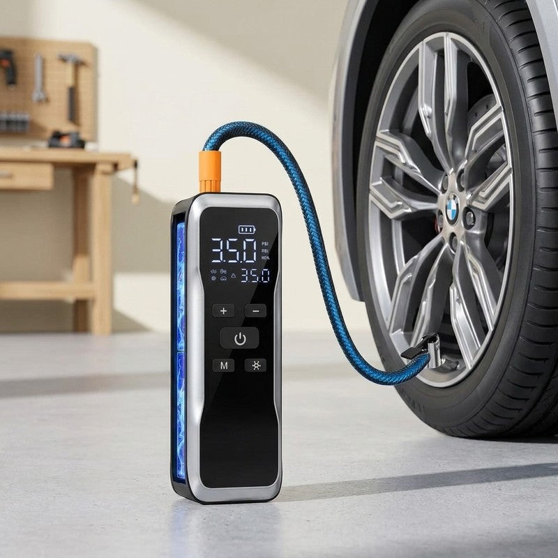 Compresor auto portabil NextWave, 150 PSI, 34 L/min, alimentare duala, Negru Metalic, 4,4x19,5x6,2 cm — beneficii cheie