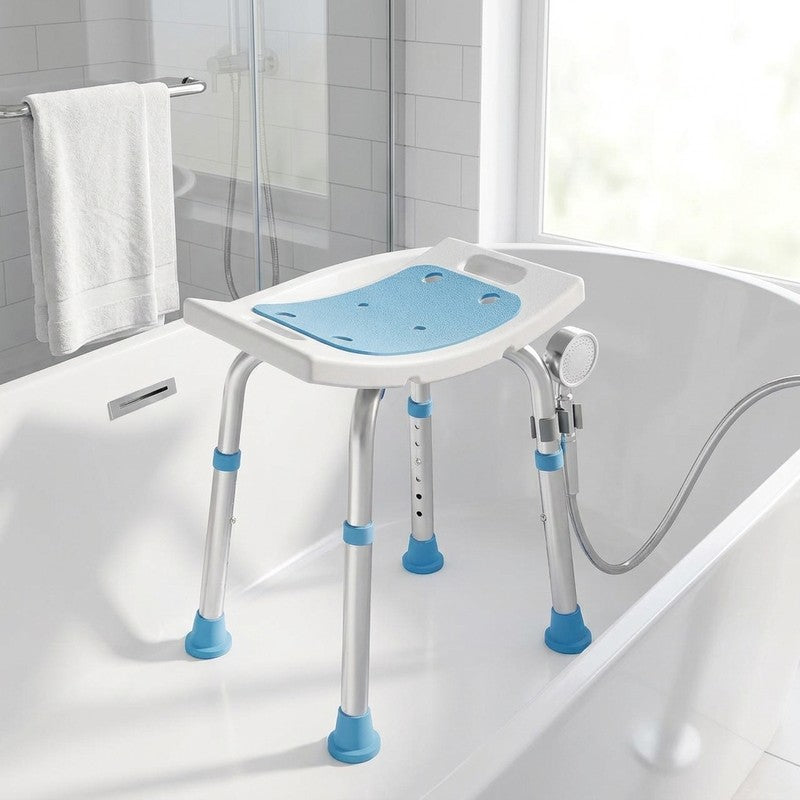 Scaun de dus NextWave® pentru baie si cada, reglabil pe inaltime, cadru rezistent din aluminiu, sezut confo — beneficii cheie