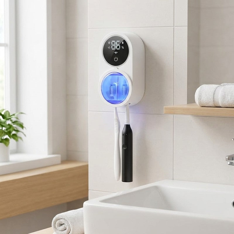 Sterilizator UV Portabil pentru 2 Periute de Dinti BeGenius ®, Suport Periute Dinti Inteligent cu Functie d — beneficii cheie