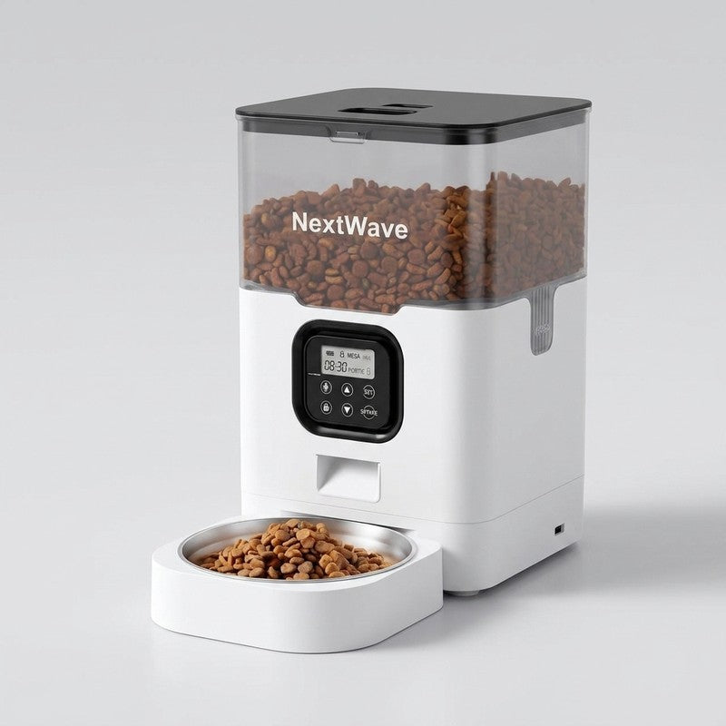 Hranitor Automat Digital Pisici si Caini NextWave®, Dispenser 4L, Rezervor Transparent, Mesaj Vocal Persona — beneficii cheie