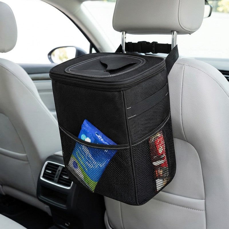 Cos de gunoi auto NextWave®, pliabil si impermeabil, capacitate 7, 6 L, curea reglabila pentru tetiera sau — beneficii cheie