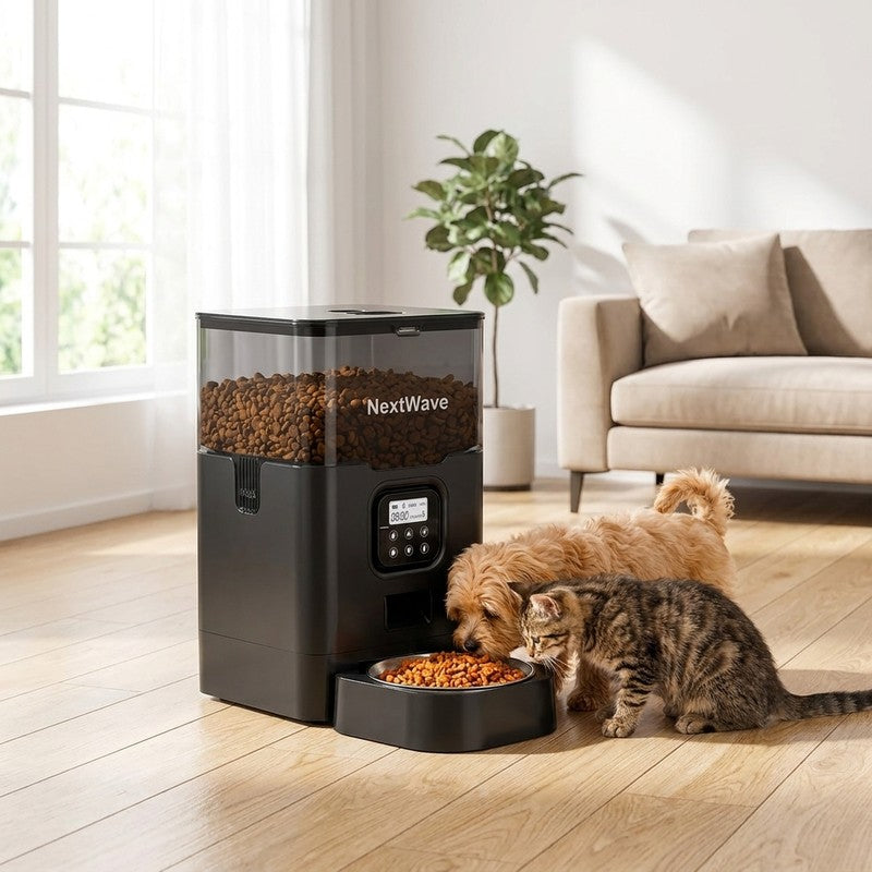 Hranitor Automat Digital Pisici si Caini NextWave®, Dispenser 4L, Rezervor Transparent, Mesaj Vocal Persona — beneficii cheie