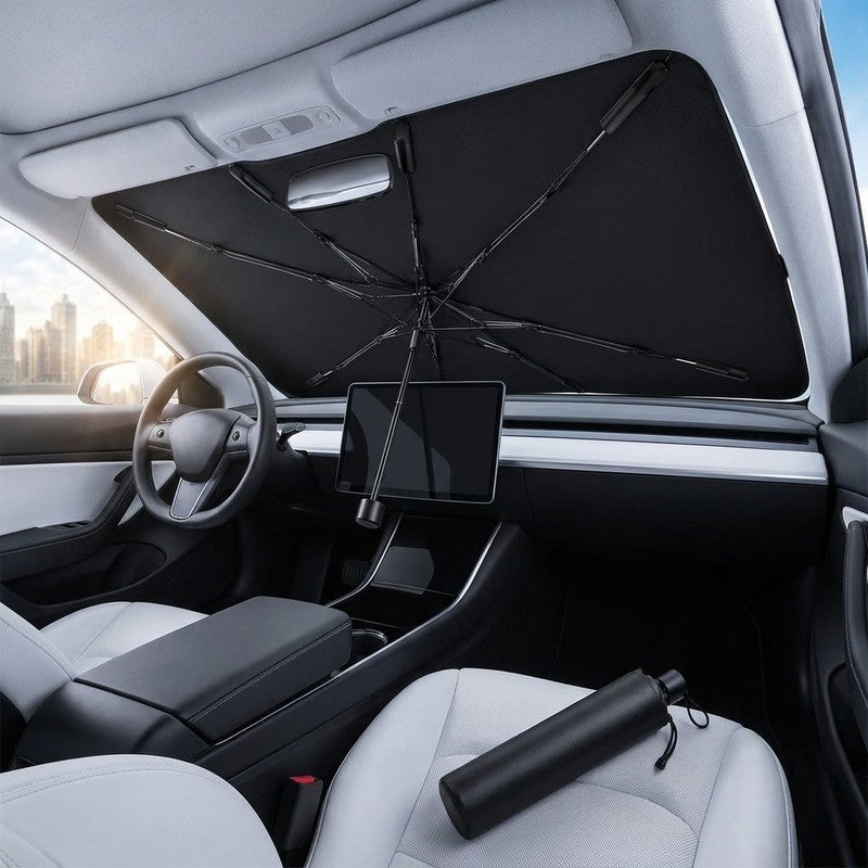 Parasolar auto NextWave® tip umbrela pentru parbriz, material reflectorizant 240T cu strat de racire, prote — beneficii cheie