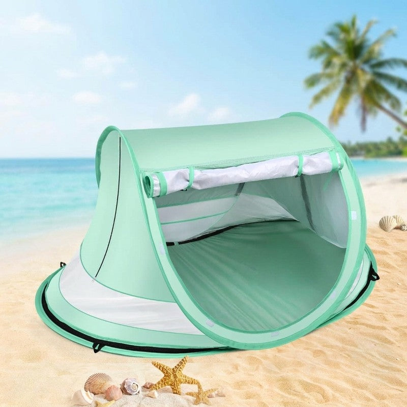 Cort de plaja pentru bebelusi NextWave®️, protectie solara UPF 50+, deschidere pop-up automata, plasa respi — beneficii cheie