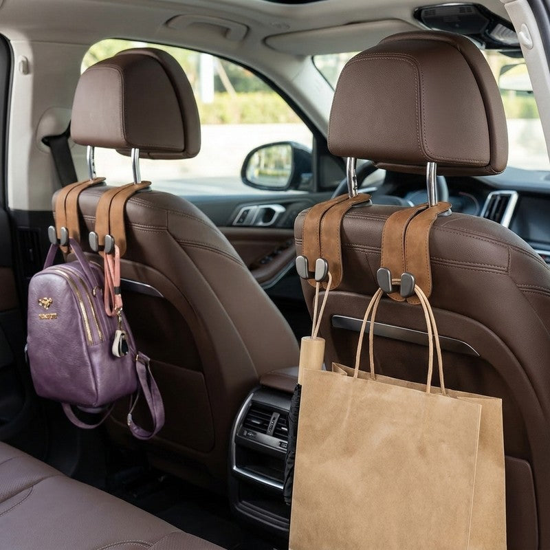 Set 2 carlige auto duble pentru tetiera NextWave®, pentru genti, sacose, haine si accesorii, aliaj de alumi — beneficii cheie