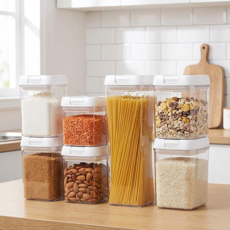 Set 7 cutii pentru depozitare alimente NextWave® – plastic alimentar transparent, fara BPA, inchidere ermet — beneficii cheie