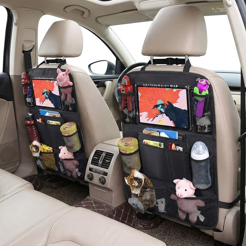 Set 2 organizatoare spatar scaun auto NextWave®️, protectie universala, buzunare multiple + buzunar mare pe — beneficii cheie