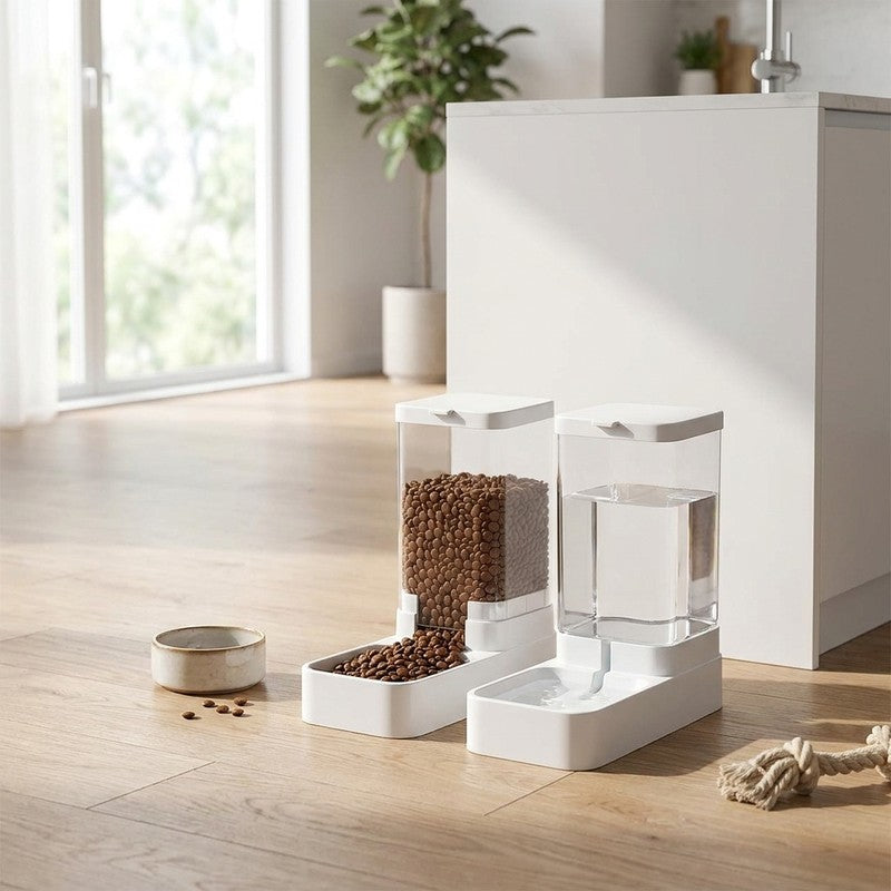 Dispenser de apa si mancare 2 in 1 pentru pisici si caini NextWave®, responsabil pentru distribuirea hranei — beneficii cheie