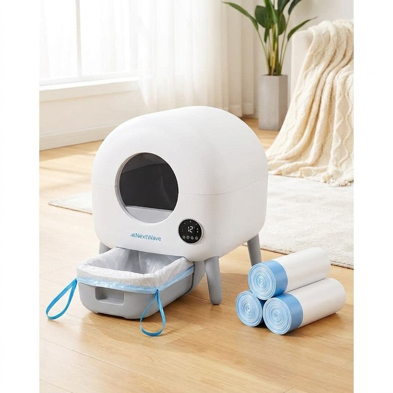 Pungi pentru litiera automata NextWave, set 3 role, 20 bucati/rola, 30x66cm, capacitate mare 10.5kg — beneficii cheie