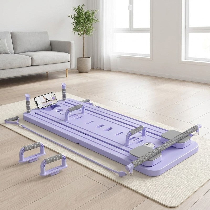 Placă Pilates Reformer NextWave®️, aparat fitness pliabil 5 în 1 pentru antrenament complet acasă, benzi el — beneficii cheie