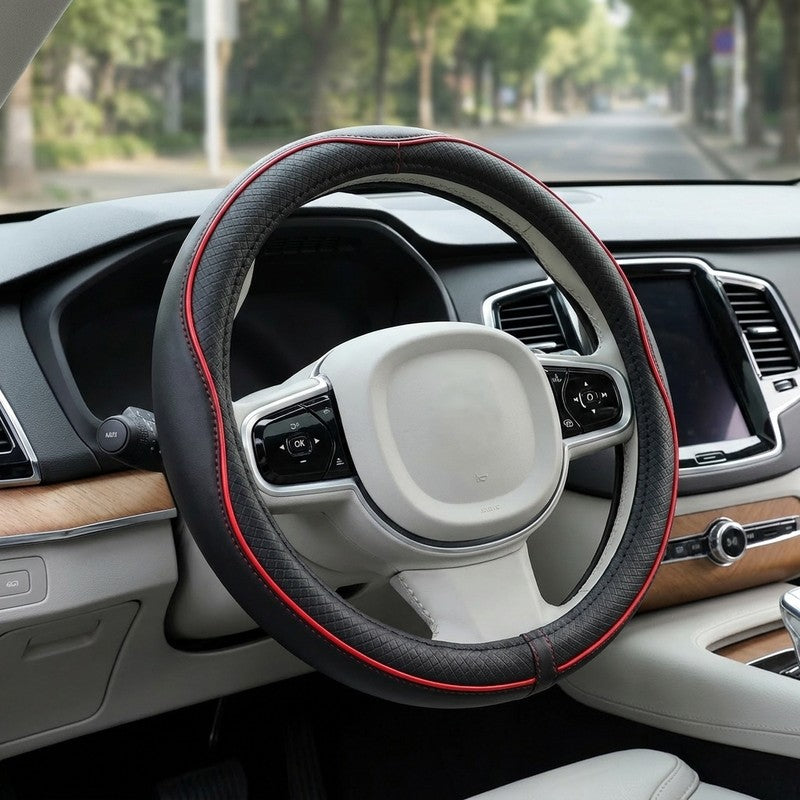 Husa volan auto NextWave®, din piele ecologica din microfibra, interior antiderapant din cauciuc, cusaturi — beneficii cheie