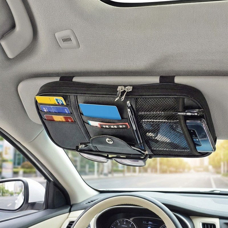 Organizator parasolar auto NextWave® din piele ecologica PU, 7 compartimente, buzunar cu fermoar, buzunar m — beneficii cheie
