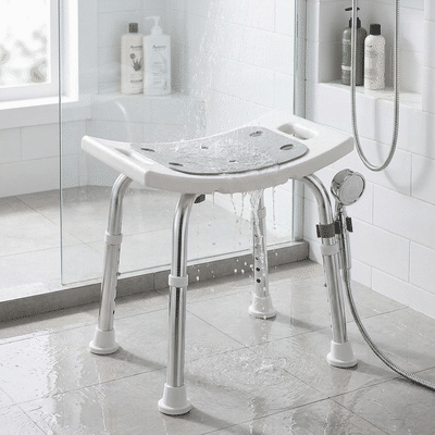 Scaun de dus NextWave® pentru baie si cada, reglabil pe inaltime, cadru rezistent din aluminiu, sezut c — problemă și soluție