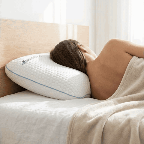 Perna ortopedica pentru dormit NextWave, Spuma cu Memorie cu gel ventilata, Husa detasabila cu 2 zone t — problemă și soluție