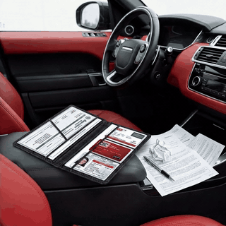 Organizator documente auto NextWave®, pentru talon, asigurare, permis si carduri, 6 compartimente cu fe — problemă și soluție