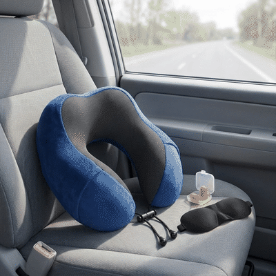 Pernă de călătorie pentru gât NextWave®️, suport ergonomic cervical, spumă cu memorie, husă din catifea — problemă și soluție