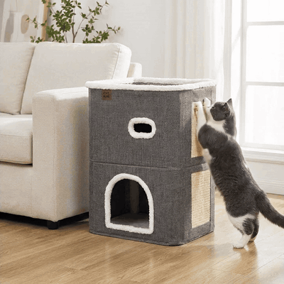 Casa Pisici NextWave®, Casuta Pliabila Tip Pestera, Pat Interior cu Platforma Superioara, Ansamblu de Z — problemă și soluție