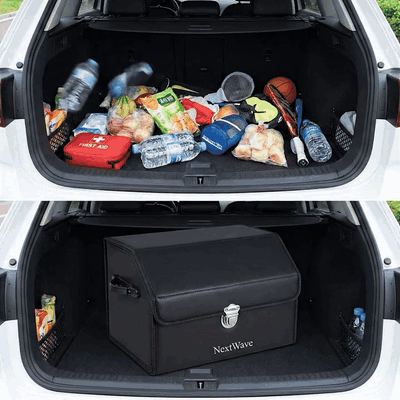 Organizator portbagaj auto Premium NextWave®️, Multifunctional, Pliabil, Rezistent, Manere Laterale, Pr — problemă și soluție