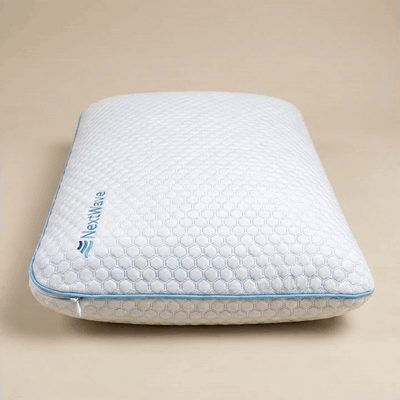 Perna ortopedica pentru dormit NextWave®, Spuma cu Memorie cu gel ventilata, Husa detasabila cu 2 zone — problemă și soluție