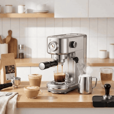 Espressor profesional NextWave® 20 bari, 1350W, rezervor 1.3L, din otel inoxidabil, spumator lapte inte — problemă și soluție