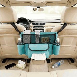 Organizator intre scaune auto NextWave®️, suport pretios cu 5 compartimente, material suede & piele eco — problemă și soluție