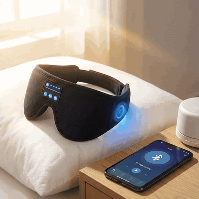 Masca de somn cu casti Bluetooth NextWave, design 3D, sunet stereo HD, negru, 24,9x10,7x3,4cm — problemă și soluție