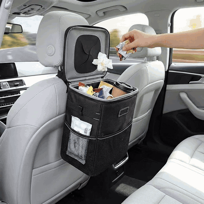 Cos de gunoi auto NextWave, pliabil cu capac, impermeabil, Negru, 14x20x26cm — problemă și soluție