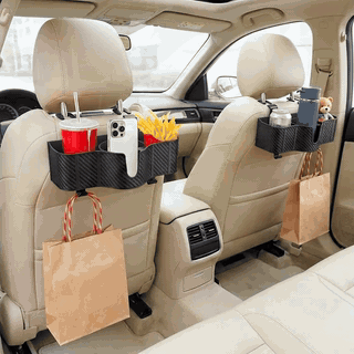 Set 2 Organizatoare Auto Spate NextWave®, 3-in-1 cu Suport Pahar, Depozitare Accesorii, Carlige Reglabi — problemă și soluție