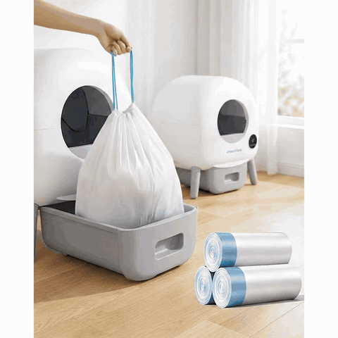 Pungi pentru litiera automata NextWave, set 3 role, 20 bucati/rola, 30x66cm, capacitate mare 10.5kg — problemă și soluție