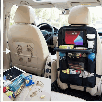 Husa spatar scaun auto NextWave®️, husa protectoare impermeabila pentru scaune, tava pliabila tip masa — problemă și soluție