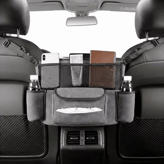 Organizator auto NextWave, 5 compartimente, suede & piele ecologica, gri, 36x25x22cm — problemă și soluție