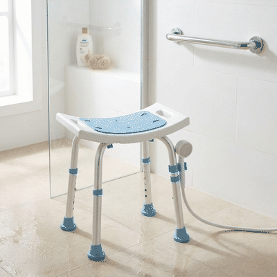 Scaun de dus NextWave® pentru baie si cada, reglabil pe inaltime, cadru rezistent din aluminiu, sezut c — problemă și soluție