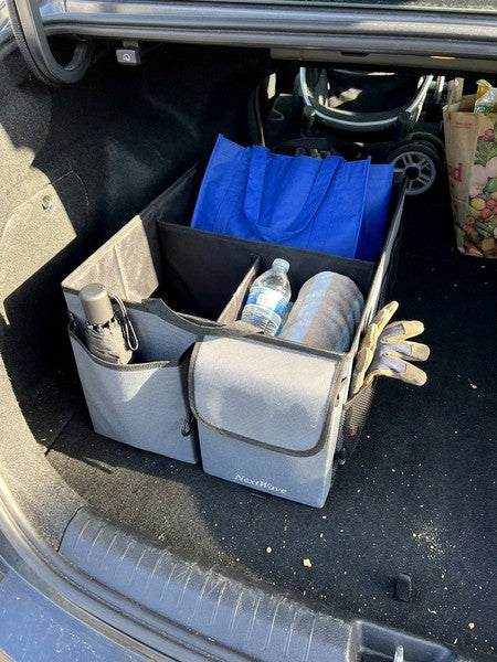 Organizator portbagaj auto NextWave®️ cu chingi de ancorare, Multifunctional, Pliabil, 9 compartimente, Capac — testimonial 1